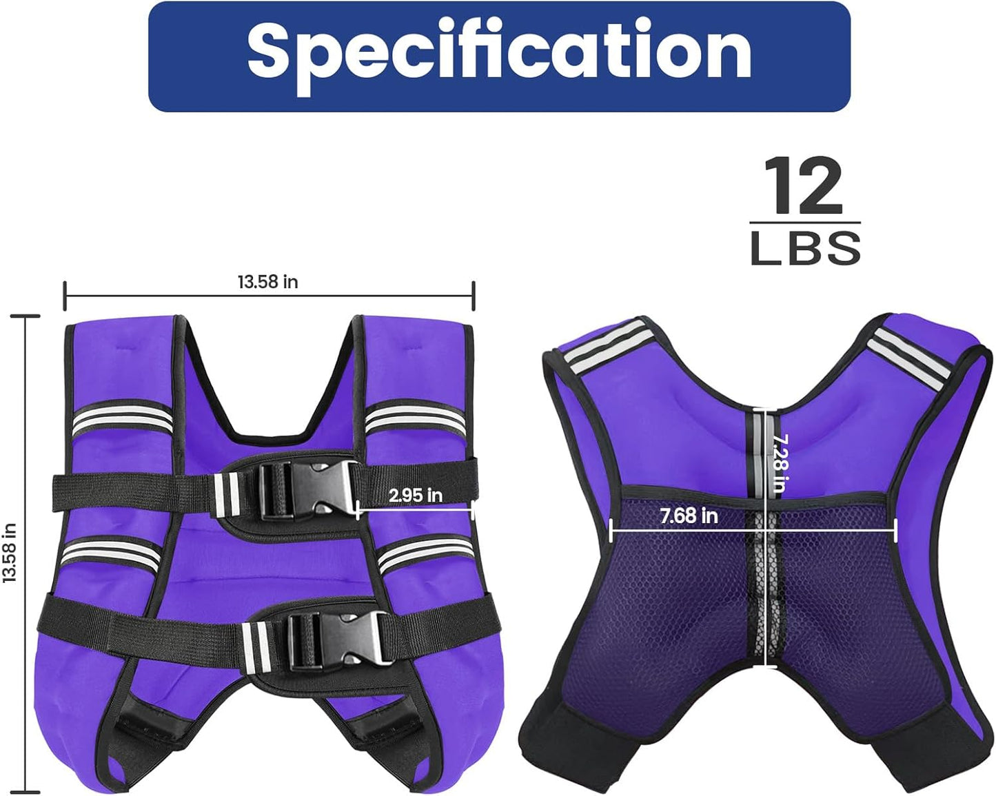 Weighted Vest with Two Adjustment Straps Men Women