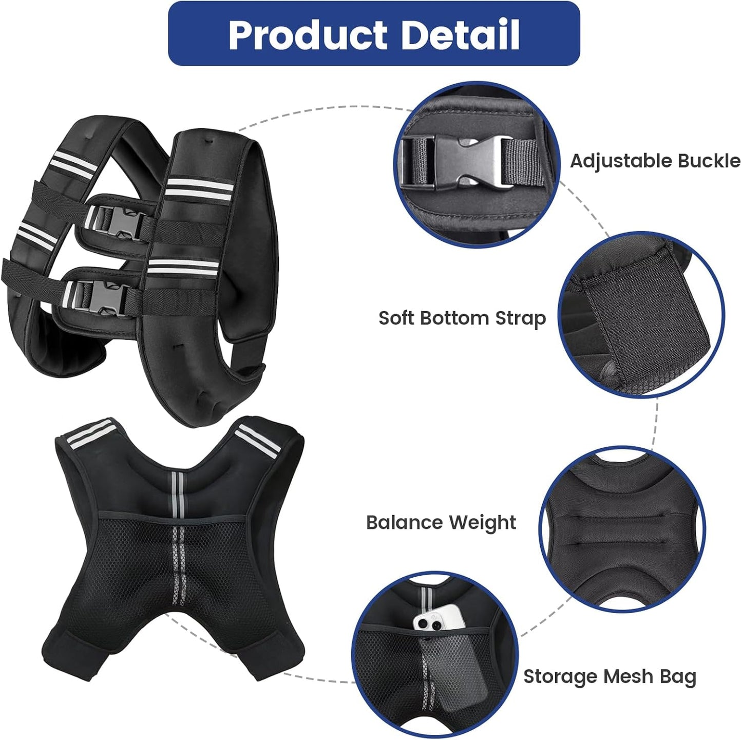 Weighted Vest with Two Adjustment Straps Men Women