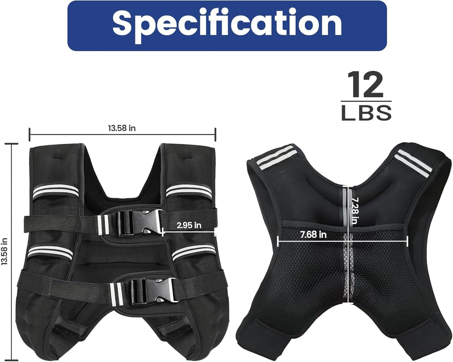 Weighted Vest with Two Adjustment Straps Men Women