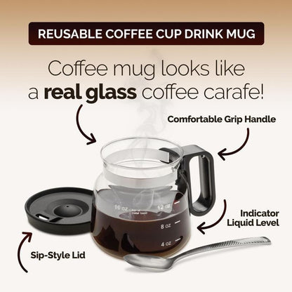 💕💖☕ 16 Oz Glass Coffee Mug – Coffee Pot Style