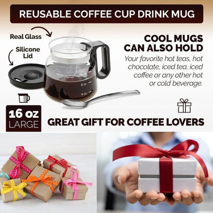 💕💖☕ 16 Oz Glass Coffee Mug – Coffee Pot Style